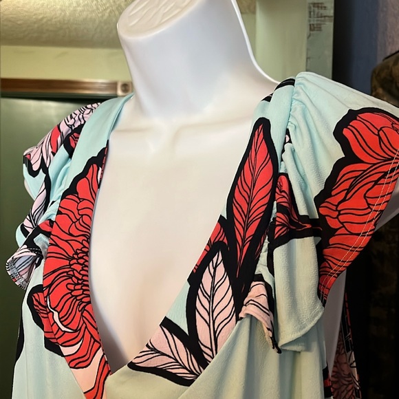 Iman Global Chic Maxi Dress Green Tropical Print Sleeveless NWOT Sz 4X - Picture 4 of 14